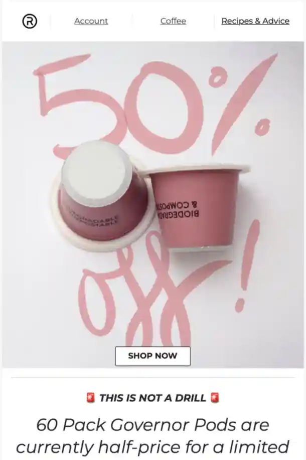 Rosso Email 50% Off Pods